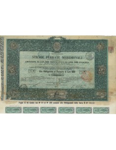SOC. ITALIANA STRADE FERRATE DEL MERIDIONALI 1 OBBLIG. TORINO 1863