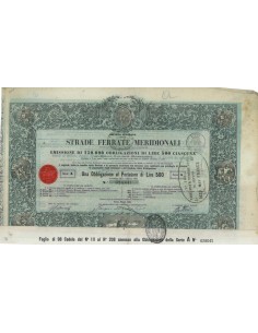 SOC. ITALIANA STRADE FERRATE DEL MERIDIONALI 1 OBBLIG. TORINO 1862