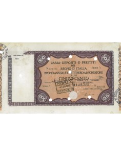 CASSA DEPOSITI E PRESTITI BUONO LIRE 500 SERIE A - GENOVA 1942