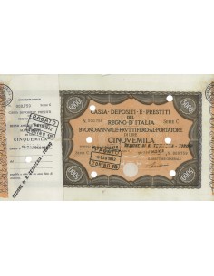 CASSA DEPOSITI E PRESTITI BUONO LIRE 5000 SERIE C - TORINO 1941