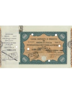 CASSA DEPOSITI E PRESTITI BUONO LIRE 10000 SERIE D - TORINO 1942