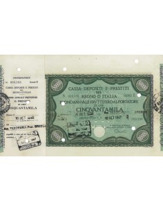 CASSA DEPOSITI E PRESTITI BUONO LIRE 50000 SERIE E - BRESCIA 1946