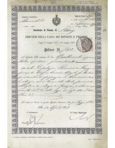 POLIZZA SERVIZIO CASSA DEI D. E PRESTITI - I. DI FINANZA DI FIRENZE 1886