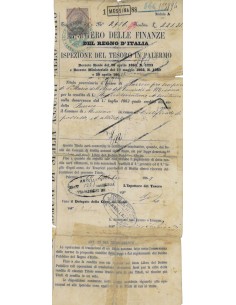 TITOLO PROVVISORIO M. DELLE FINANZE - ISPEZIONE DEL TESORO PALERMO 1867