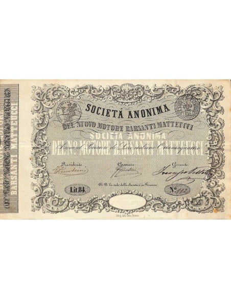 SOC. ANON. NUOVO MOTORE BARSANTI MATTEUCCI - 1 AZIONE FIRENZE 1860