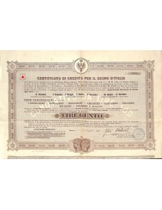 CERT. DI CREDITO CROCE ROSSA E UN'AZIONE G. PRESTITO RIORDINATO - 1909