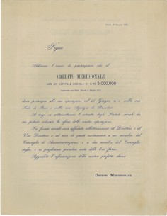 INVITO PARTECIPAZIONE PER CREDITO MERIDIONALE - BARI 1872
