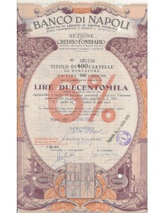 BANCO DI NAPOLI - TITOLO DA 400 CARTELLE AL PORTATORE AL 6% - NAPOLI 1970