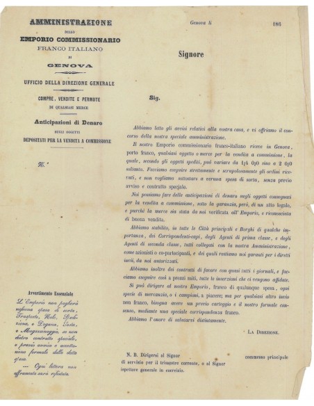 LETTERA AMM. EMPORIO COMM. FRANCO ITALIANO