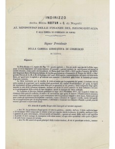LETTERA ROSTAN AL PRES. CAMERA CONSULTIVA DI COMMERCIO - NAPOLI 1864