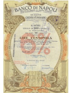 BANCO DI NAPOLI - TITOLO DA 400 CARTELLE AL PORTATORE AL 6% 100000 LIRE - 1970