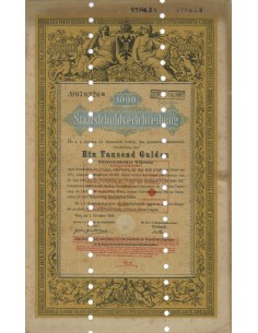 STAATSSCHULDVERSCHREIBUNG 1000 GULDEN - WIEN 1868