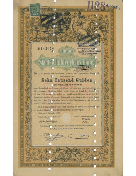 STAATSSCHULDVERSCHREIBUNG 10000 GULDEN - WIEN 1868