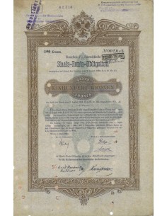 OSTERREICHISCHE STAATS RENTE OBLIGATION 100 KRONEN - 1893