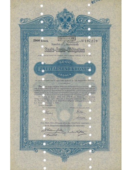 STAATS RENTE OBLIGATION 2000 KRONEN - 1893
