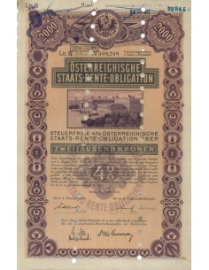 STAATS RENTE OBLIGATION 2000 KRONEN - 1912