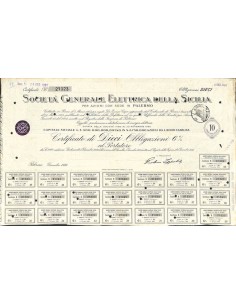 SOC. GENERALE ELETTRICA DELLA SICILIA - 10 OBBLIGAZIONI 6% - PALERMO 1949