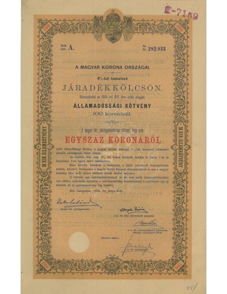MAGYAR KORONA ORSZAGAI - 100 KORONAROL - BUDAPEST 1908