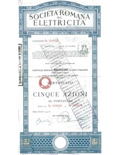 SOC. ROMANA DI ELETTRICITA' 5 AZIONI ROMA 1931