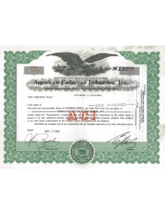AMERICAN CADUCEUS INDUSTRIES INC 100 AZIONI - 1968