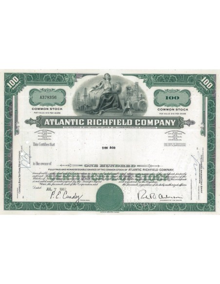 ATLANTIC RICHFIELD COMPANY - 100 AZIONI - 1967