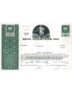 BECK INDUSTRIES, INC. - 100 AZIONI - 1970