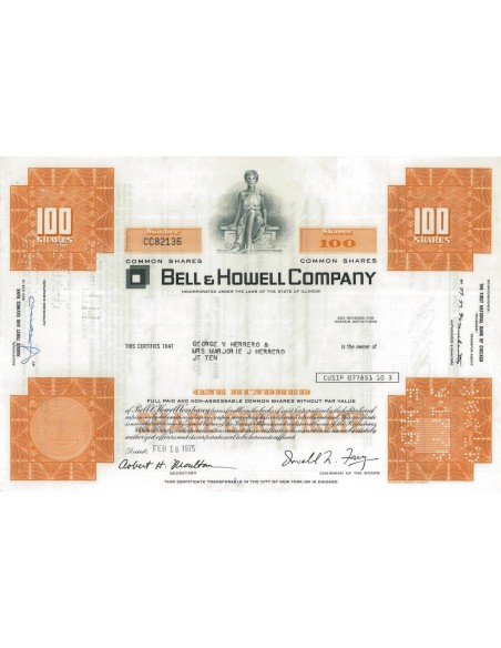 BELL E HOWELL COMPANY - 100 AZIONI - 1975