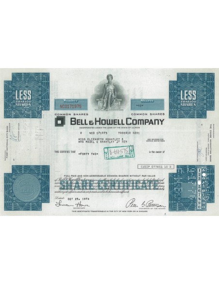 BELL E HOWELL COMPANY - 42 AZIONI - 1974