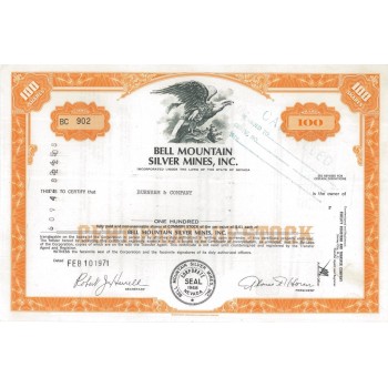 BELL MOUNTAIN SILVER MINES, INC. 100 STOCKS - 1971