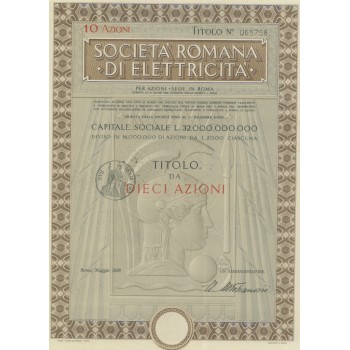 SOC. ROMANA DI ELETTRICITA` - 10 AZIONI ROMA - 1956