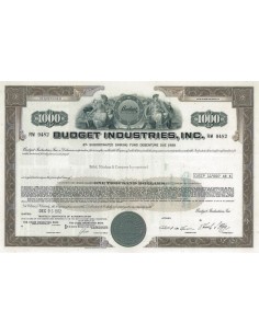 BUDGET INDUSTRIES, INC. 1000 DOLLARI - 1972