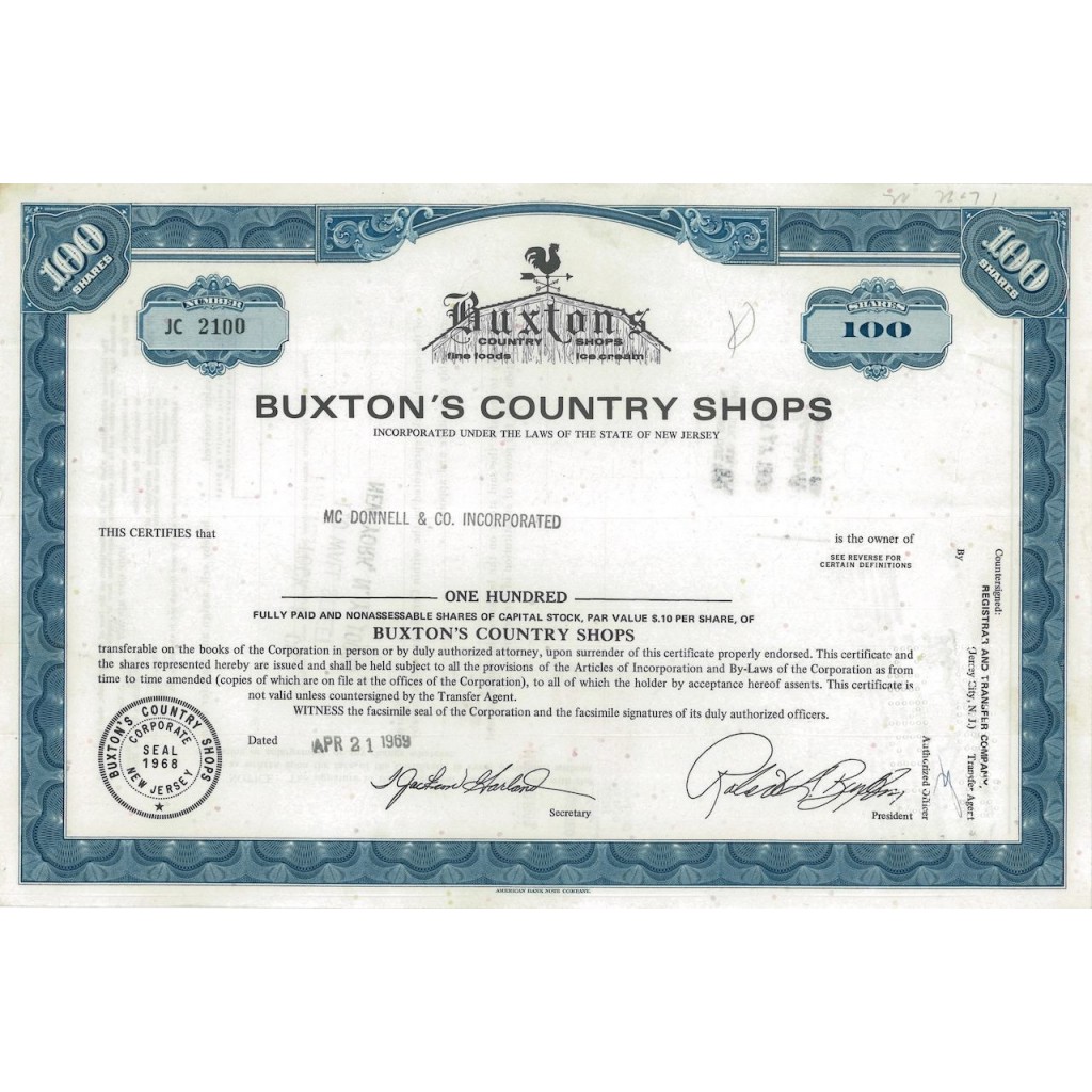 BUXTON'S COUNTRY SHOPS - 100 AZIONI - 1969