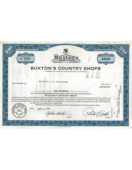 BUXTON'S COUNTRY SHOPS - 100 AZIONI - 1969