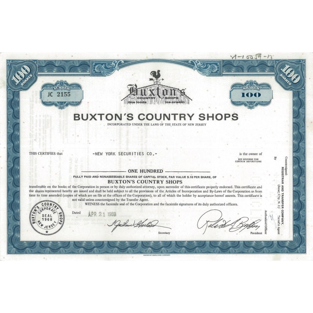 BUXTON'S COUNTRY SHOPS - 100 AZIONI - 1969