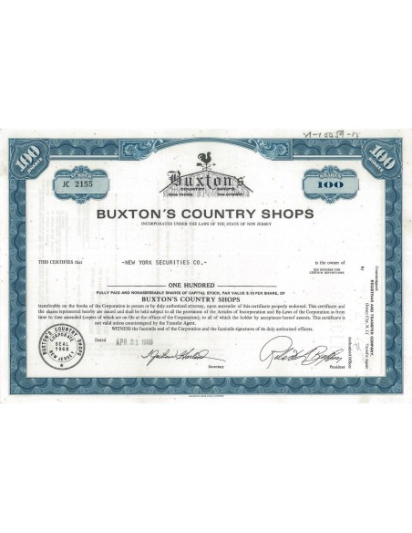 BUXTON'S COUNTRY SHOPS - 100 AZIONI - 1969