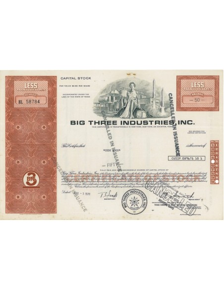 BIG THREE INDUSTRIES, INC. 50 AZIONI - 1978