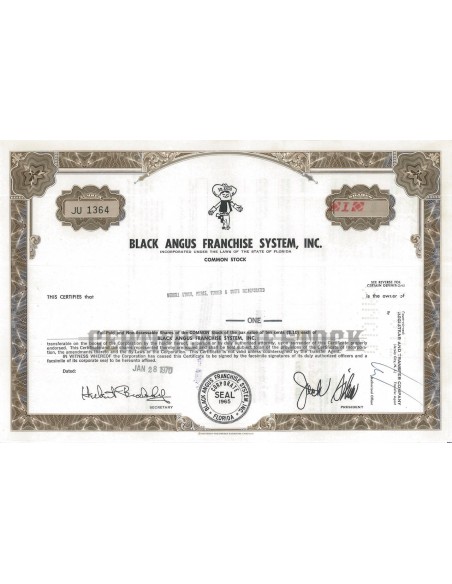 BLACK ANGUS FRANCHISE SYSTEM , INC. 1 AZIONE - 1970