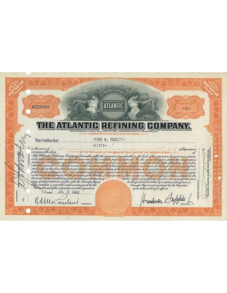 THE ATLANTIC REFINING COMPANY - 50 AZIONI - 1952