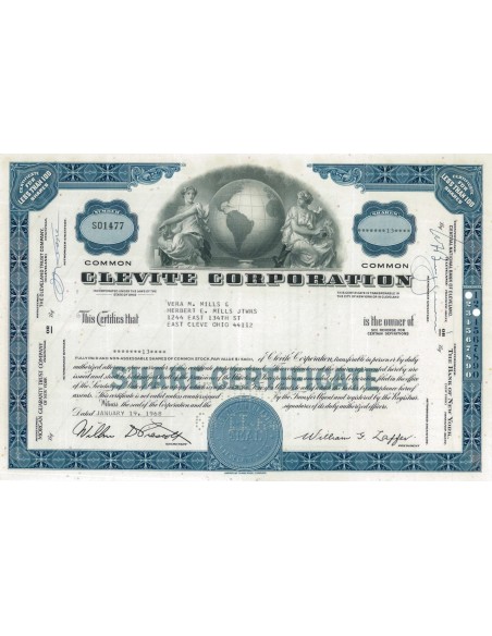 CLEVITE CORPORATION - 13 AZIONI - 1968