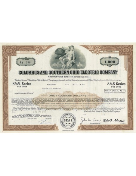 COLUMBUS AND SOUTHERN OHIO ELECTRIC COMPANY 1000 DOLLARI - 1983