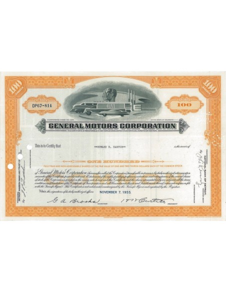 GENERAL MOTORS CORPORATION - 100 AZIONI - 1955