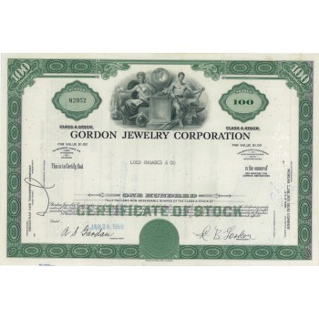 GORDON JEWELRY CORPORATION - 100 AZIONI - 1969