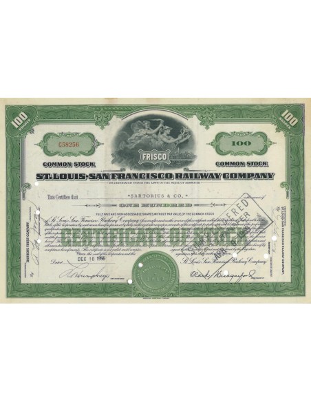 ST. LOUIS-SAN FRANCISCO RAILWAY COMPANY - 100 AZIONI - 1956