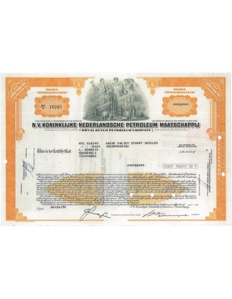 N.V. KONINKLIJKE NEDERLANDSCHE PETROLEUM MAATSCHAPPIJ - 10 AZIONI