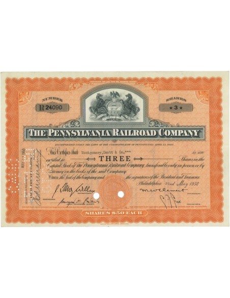 THE PENNSYLVANIA RAILROAD COMPANY - 3 AZIONI - 1950