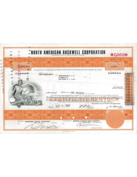 NORTH AMERICAN ROCKWELL CORPORATION - 1000 OBBLIGAZIONI 1967