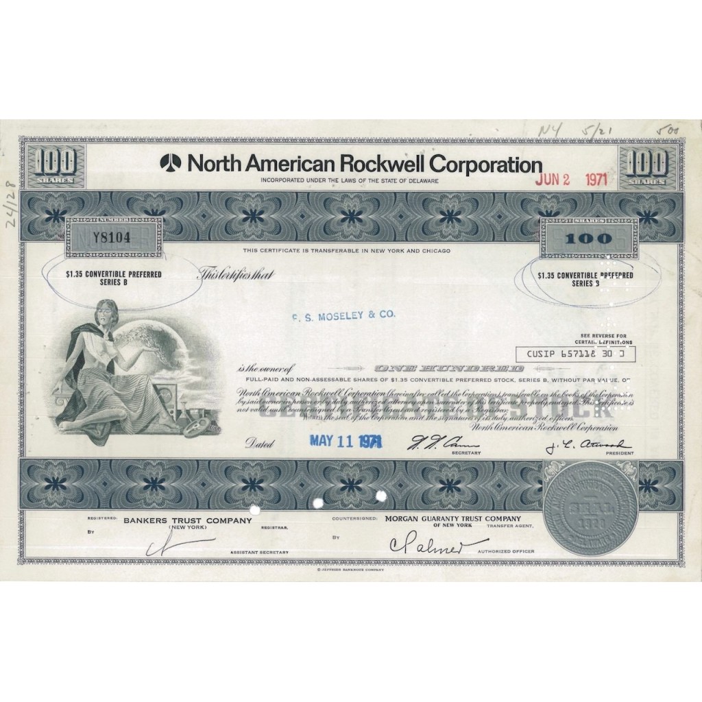 NORTH AMERICAN ROCKWELL CORPORATION - 100 AZIONI 1971