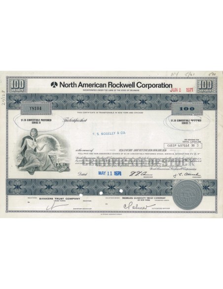 NORTH AMERICAN ROCKWELL CORPORATION - 100 AZIONI 1971