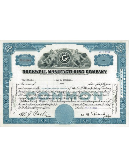 ROCKWELL MANUFACTURING COMPANY - 4 AZIONI -1959