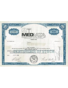 MEDATA COMPUTER SYSTEMS INC. 100 AZIONI - 1969